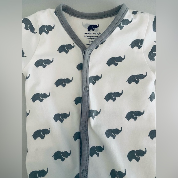 Monica + Andy Organic Cotton Snap Front Coverall-3-6Months Elephant - Picture 4 of 4